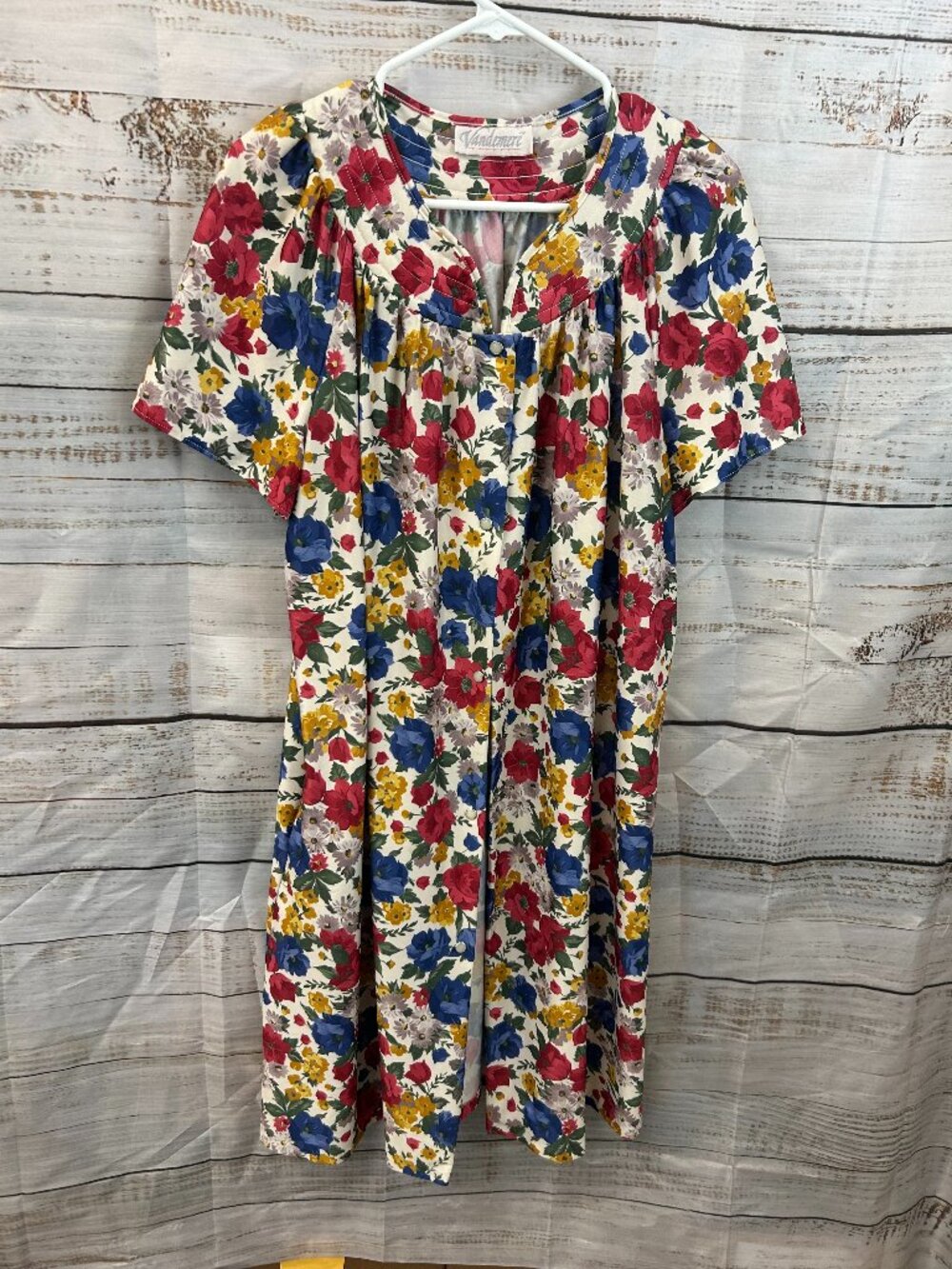 Cottage Core Cotton Duster/Housecoat Pearl Snaps with Pockets Vandemere Large